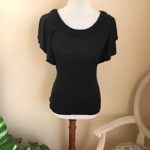 Banana Republic Black Flutter Sleeve Top